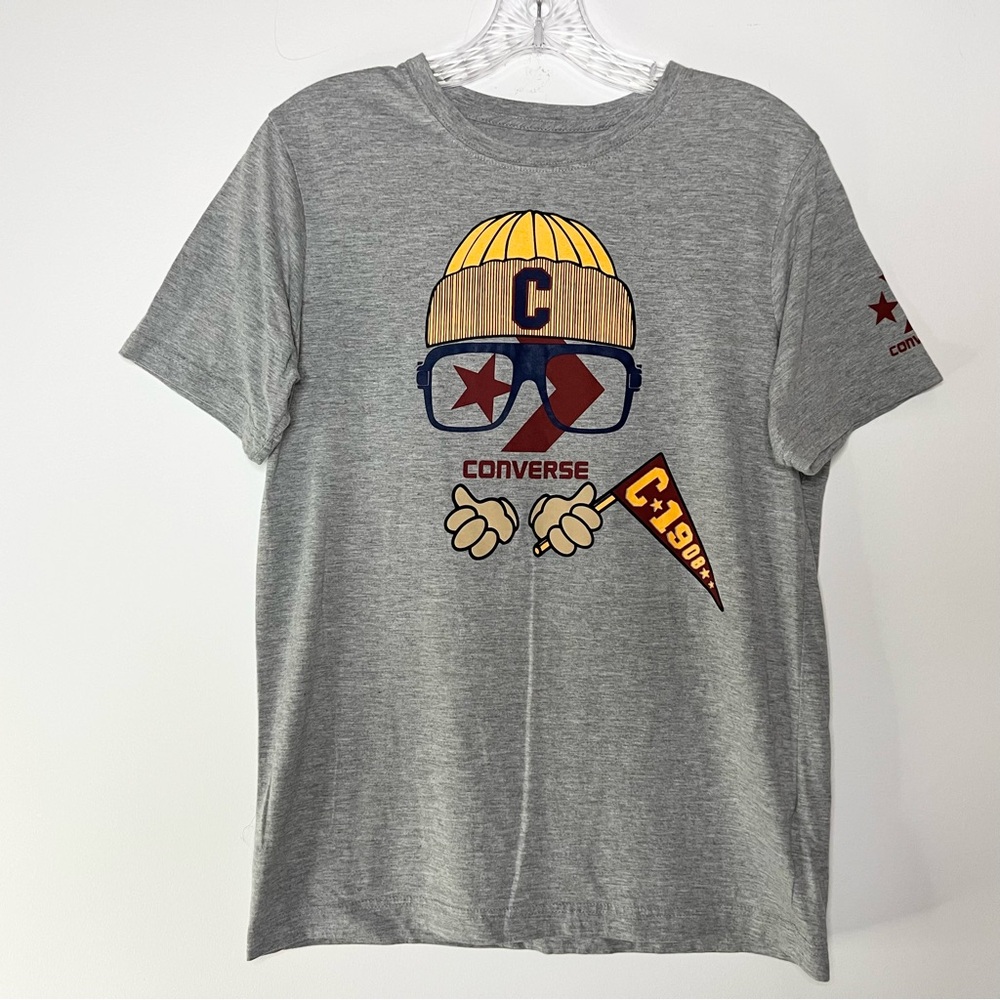 Converse Front Logo Gray Short Sleeve T-Shirt Youth XL Soft Lightweight Unisex